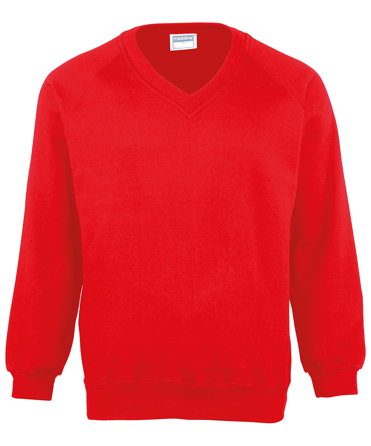 Tryck din logga på Sweatshirts från Maddins - Anpassa Barn Coloursure v-ringad tröja i färgen Mellan röd för företag, föreningar och privatpersoner