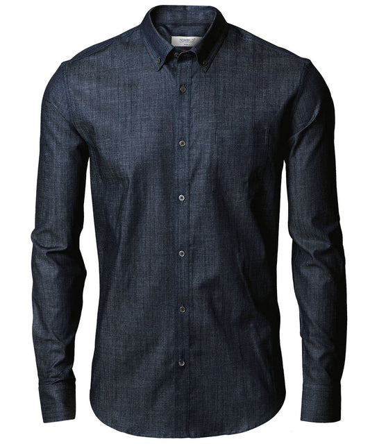 Tryck din logga på Skjortor från Nimbus - Anpassa Torrance slim fit rå och stilren denimskjorta i färgen Marinblå för företag, föreningar och privatpersoner