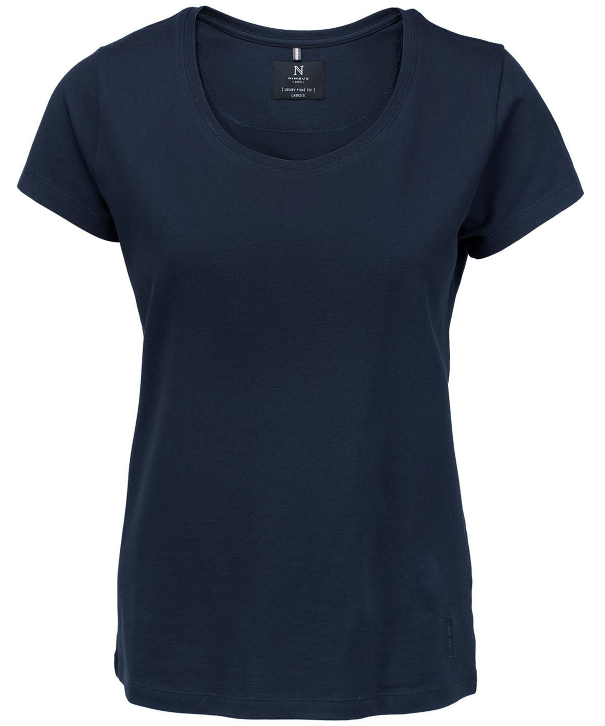 Tryck din logga på T-shirts från Nimbus - Anpassa Danbury – the piqué t-shirt - Dam i färgen Marinblå för företag, föreningar och privatpersoner