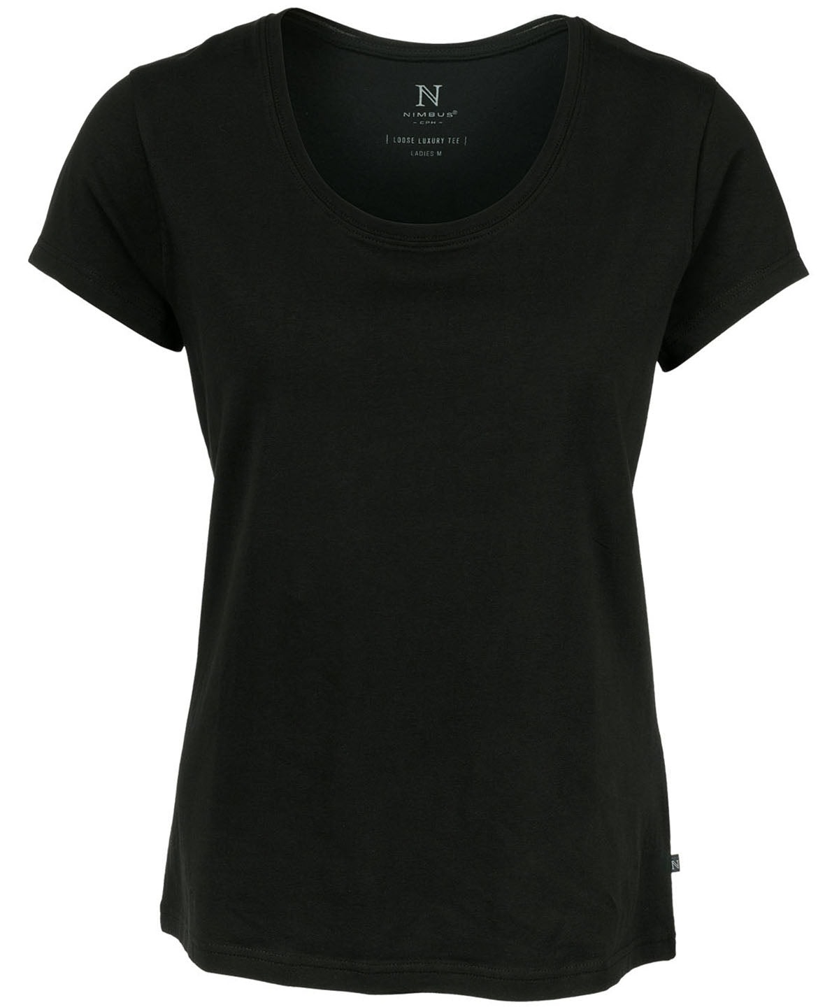 Tryck din logga på T-shirts från Nimbus - Anpassa Montauk the essential t-shirt - Dam i färgen Svart för företag, föreningar och privatpersoner