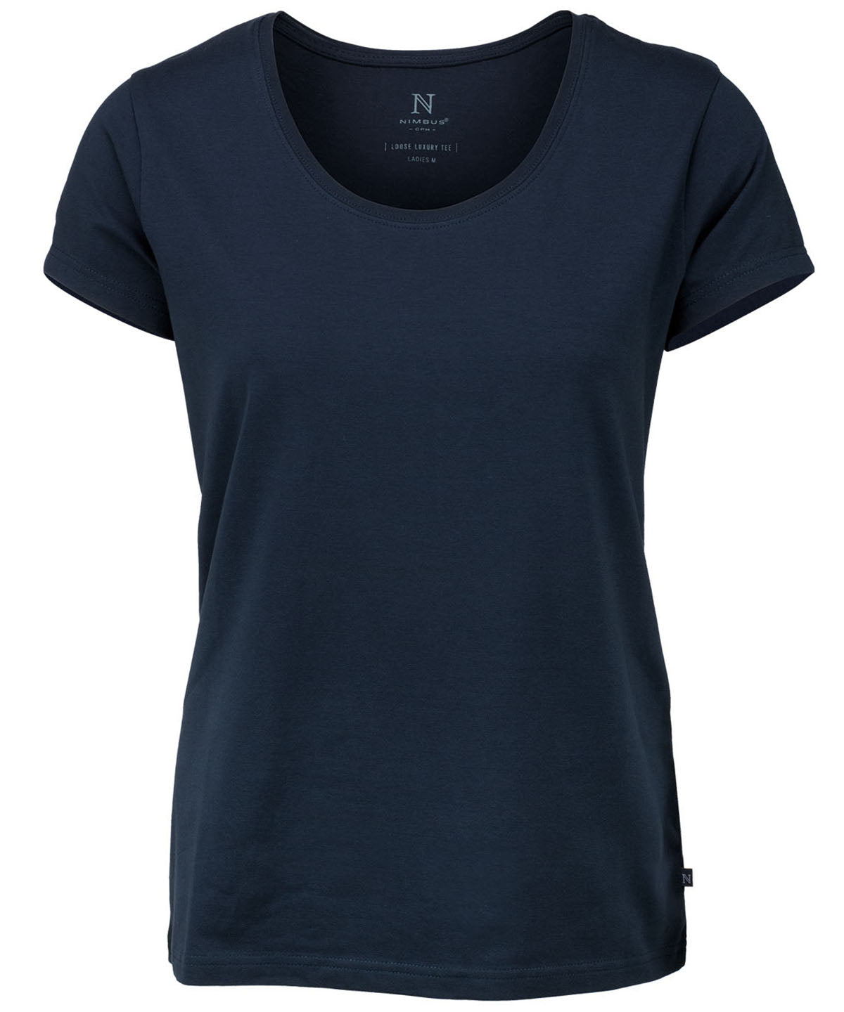 Tryck din logga på T-shirts från Nimbus - Anpassa Montauk the essential t-shirt - Dam i färgen Marinblå för företag, föreningar och privatpersoner