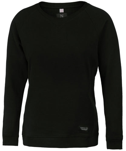 Tryck din logga på Sweatshirts från Nimbus - Anpassa Nimbus - Dam Newport Lyxig Lättvikts Crewneck i färgen Svart för företag, föreningar och privatpersoner