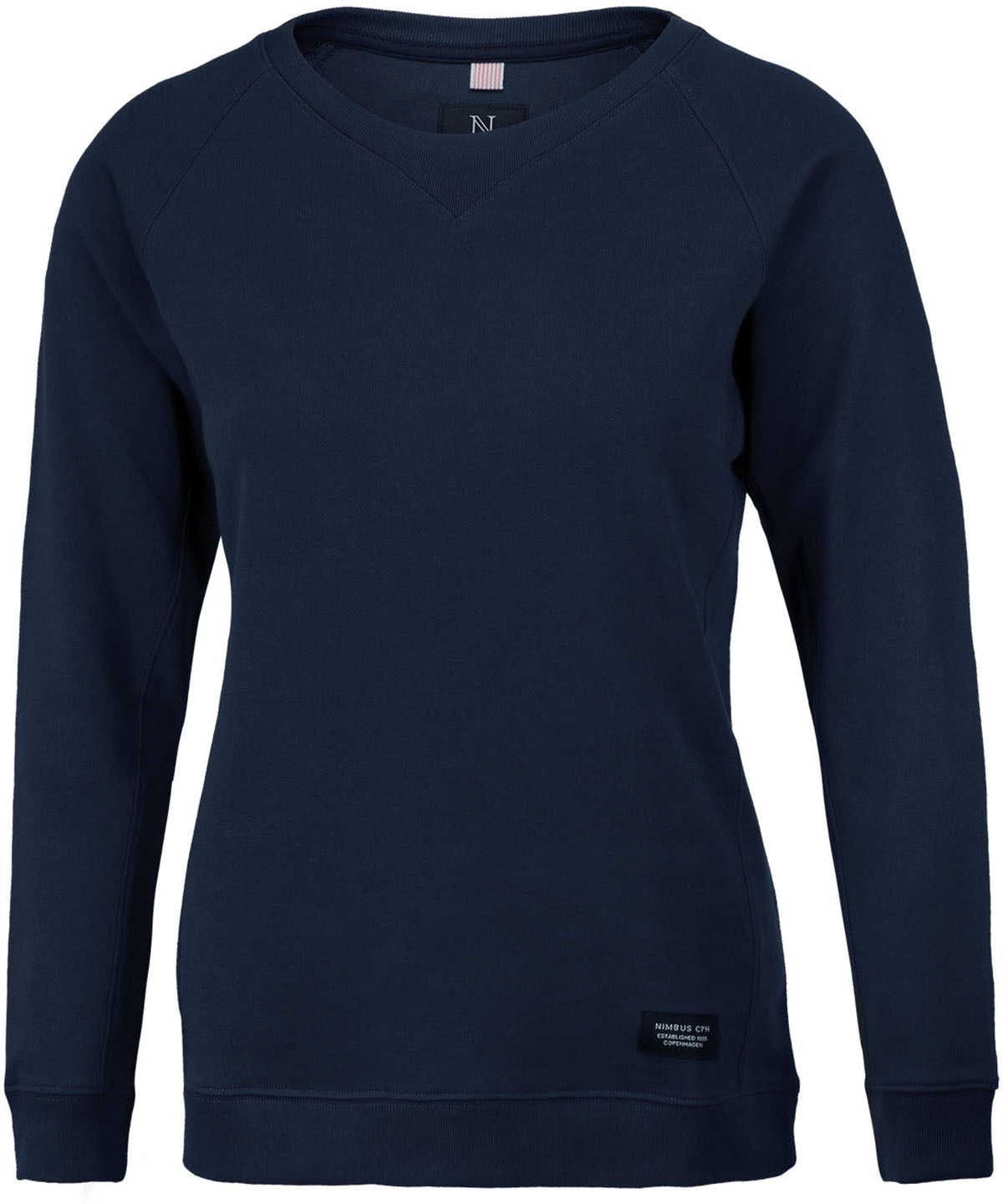 Tryck din logga på Sweatshirts från Nimbus - Anpassa Nimbus - Dam Newport Lyxig Lättvikts Crewneck i färgen Marinblå för företag, föreningar och privatpersoner