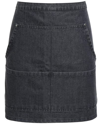 Tryck din logga på Förkläden från Premier - Anpassa Midjeförkläde i denim med jeansstygn i färgen Svart One Size för företag, föreningar och privatpersoner