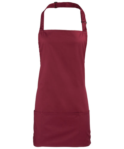 Tryck din logga på Förkläden från Premier - Anpassa Colours 2-i-1-förkläde i färgen Burgundy One Size för företag, föreningar och privatpersoner