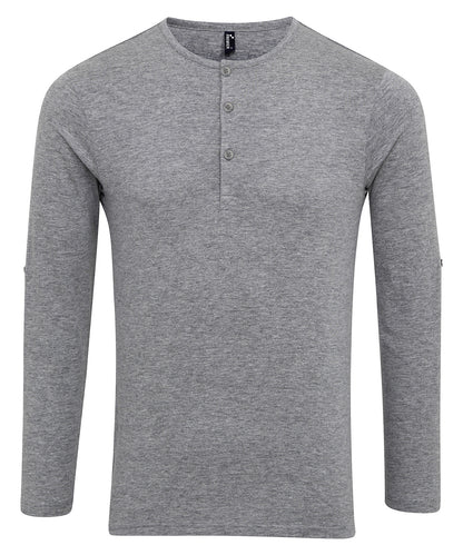 Tryck din logga på T-shirts från Premier - Anpassa Roll Sleeve Tee - Herr i färgen Mellangrå för företag, föreningar och privatpersoner