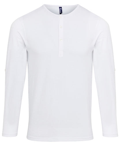 Tryck din logga på T-shirts från Premier - Anpassa Roll Sleeve Tee - Herr i färgen Vit för företag, föreningar och privatpersoner