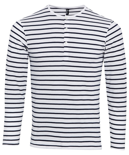 Tryck din logga på T-shirts från Premier - Anpassa Roll Sleeve Tee - Herr i färgen Randigt för företag, föreningar och privatpersoner