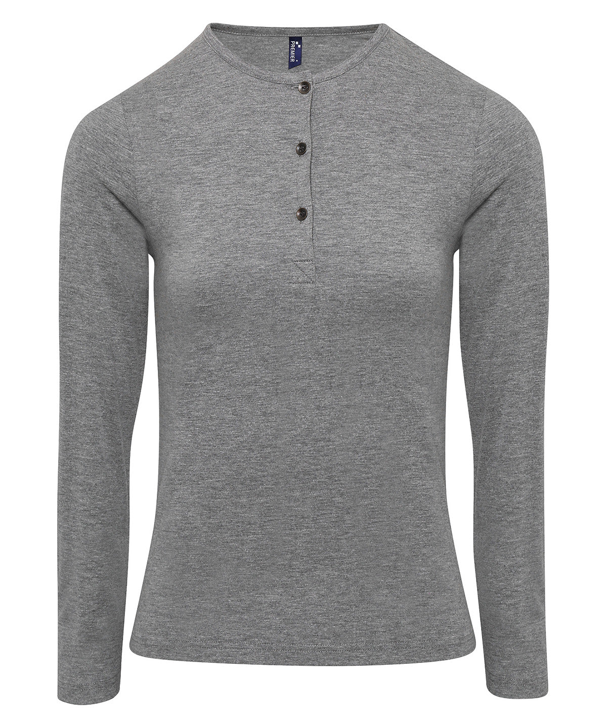Tryck din logga på T-shirts från Premier - Anpassa Roll Sleeve Tee - Dam i färgen Mellangrå för företag, föreningar och privatpersoner