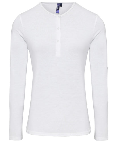 Tryck din logga på T-shirts från Premier - Anpassa Roll Sleeve Tee - Dam i färgen Vit för företag, föreningar och privatpersoner