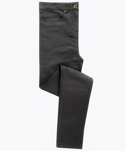 Tryck din logga på Chinos från Premier - Anpassa Performance chino jeans för damer i färgen Mörkgrå för företag, föreningar och privatpersoner