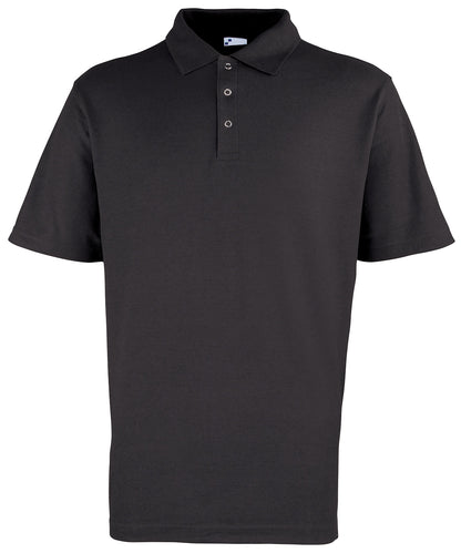 Tryck din logga på Piké från Premier - Anpassa Workwear Polo with Pop Studs i färgen Svart för företag, föreningar och privatpersoner
