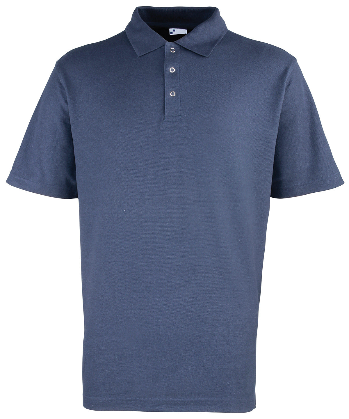 Tryck din logga på Piké från Premier - Anpassa Workwear Polo with Pop Studs i färgen Marinblå för företag, föreningar och privatpersoner