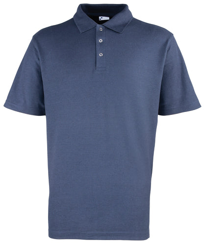 Tryck din logga på Piké från Premier - Anpassa Workwear Polo with Pop Studs i färgen Marinblå för företag, föreningar och privatpersoner