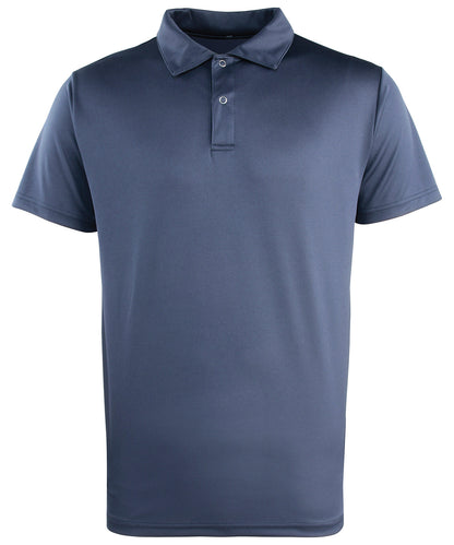 Tryck din logga på Piké från Premier - Anpassa Coolchecker Polo with Pop Studs i färgen Marinblå för företag, föreningar och privatpersoner