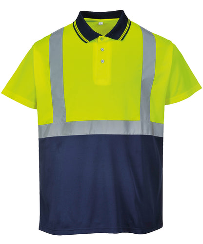 Tryck din logga på Piké från Portwest - Anpassa Two Tone Polo i färgen Ljusgul för företag, föreningar och privatpersoner