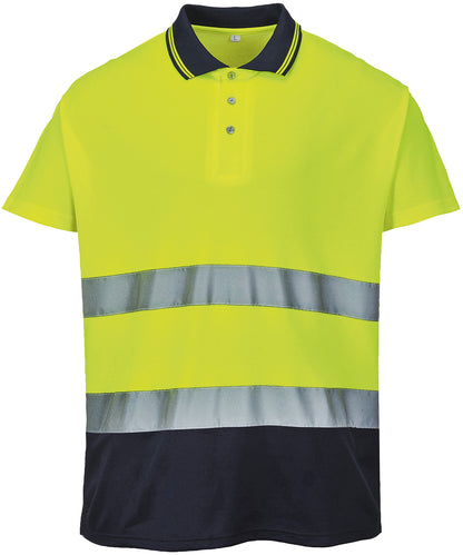 Tryck din logga på Piké från Portwest - Anpassa Two Tone Cotton Comfort Polo i färgen Ljusgul för företag, föreningar och privatpersoner