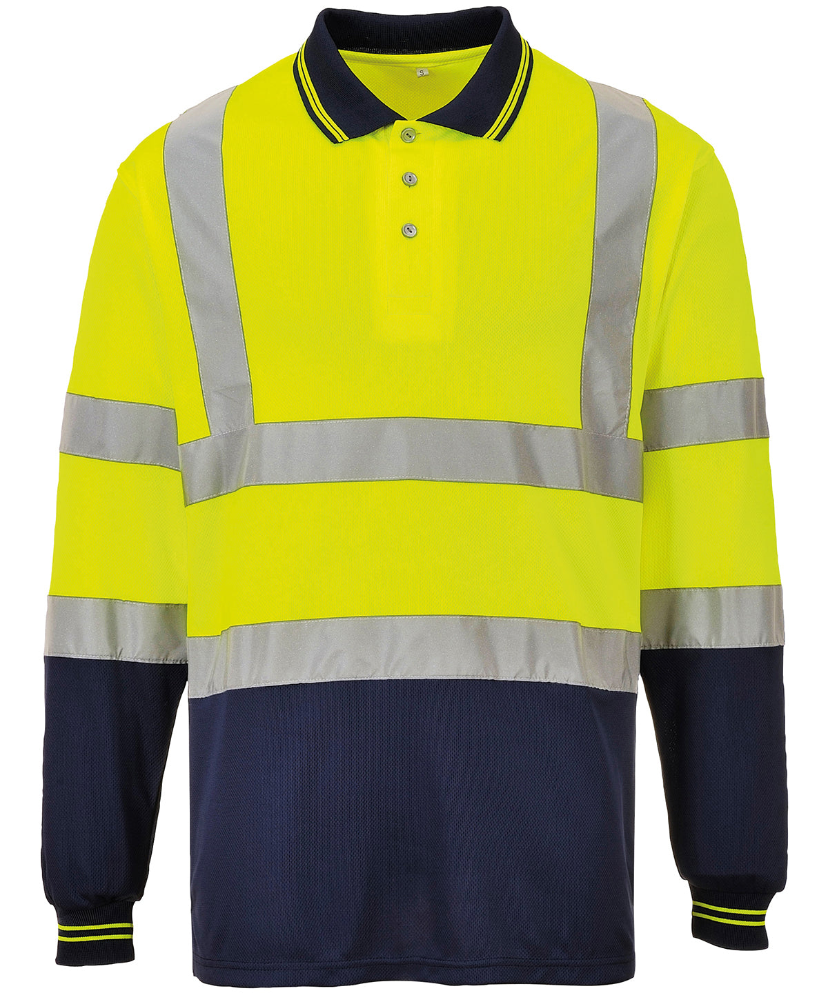 Tryck din logga på Piké från Portwest - Anpassa Two Tone Long Sleeve Polo i färgen Ljusgul för företag, föreningar och privatpersoner