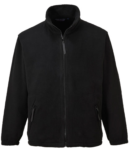 Tryck din logga på Fleece från Portwest - Anpassa Argyll tung fleece i färgen Svart för företag, föreningar och privatpersoner