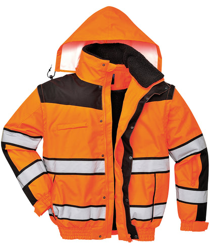 Tryck din logga på Jackor från Portwest - Anpassa Hi-vis klassisk bomberjacka i färgen Mellan Orange för företag, föreningar och privatpersoner