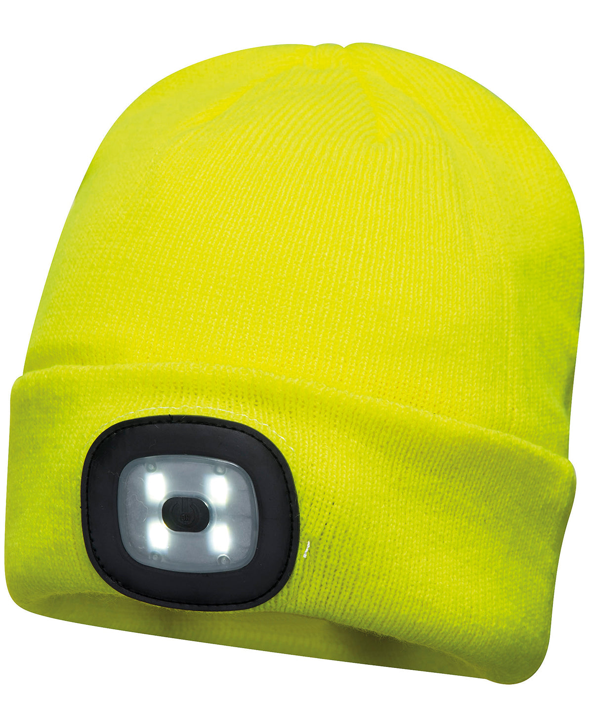 Tryck din logga på Mössor från Portwest - Anpassa Beanie LED-strålkastare USB-uppladdningsbar i färgen Ljusgul One Size för företag, föreningar och privatpersoner