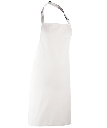 Tryck din logga på Förkläden från Premier - Anpassa Colours Bib Apron i färgen Vit XL för företag, föreningar och privatpersoner