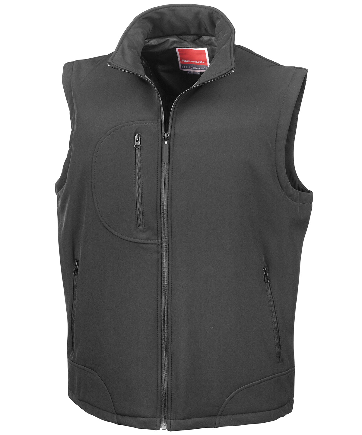 Tryck din logga på Termovästar från Result - Anpassa Bodywarmer i softshell i färgen Svart för företag, föreningar och privatpersoner
