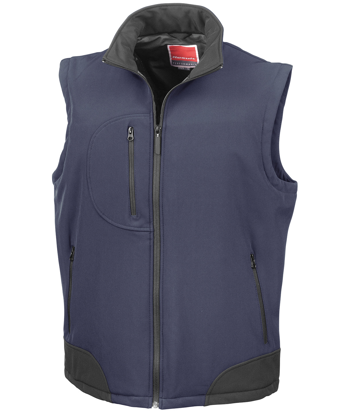 Tryck din logga på Termovästar från Result - Anpassa Bodywarmer i softshell i färgen Marinblå för företag, föreningar och privatpersoner