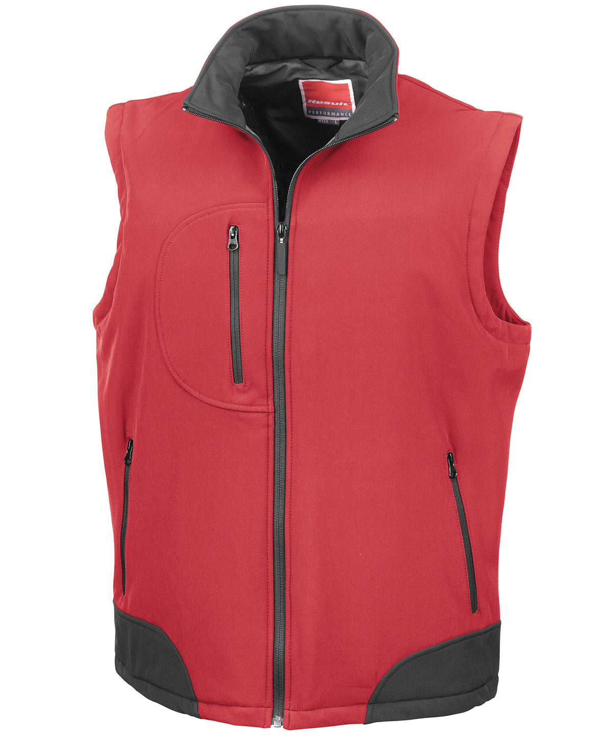 Tryck din logga på Termovästar från Result - Anpassa Bodywarmer i softshell i färgen Mellan röd för företag, föreningar och privatpersoner