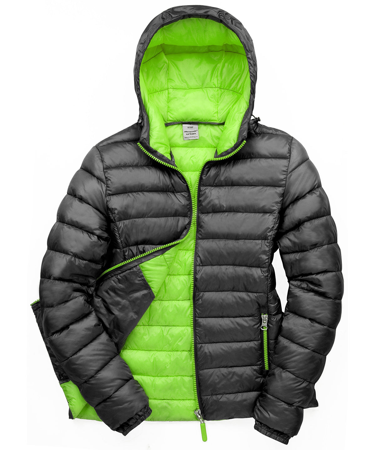 Tryck din logga på Jackor från Result Urban Outdoor - Anpassa Dam Urban Snow Bird jacka med huva i färgen Svart för företag, föreningar och privatpersoner
