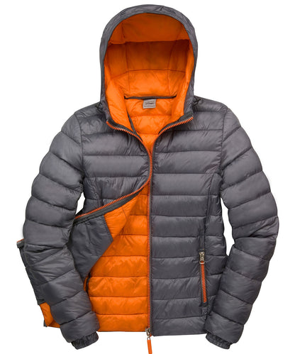 Tryck din logga på Jackor från Result Urban Outdoor - Anpassa Dam Urban Snow Bird jacka med huva i färgen Mörkgrå för företag, föreningar och privatpersoner