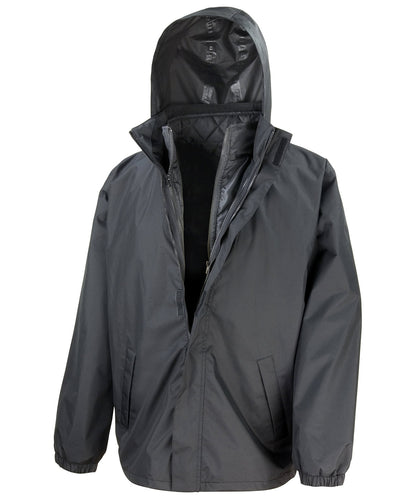 Tryck din logga på Jackor från Result Core - Anpassa Core 3-i-1-jacka med quiltad kroppsvärmare i färgen Svart för företag, föreningar och privatpersoner