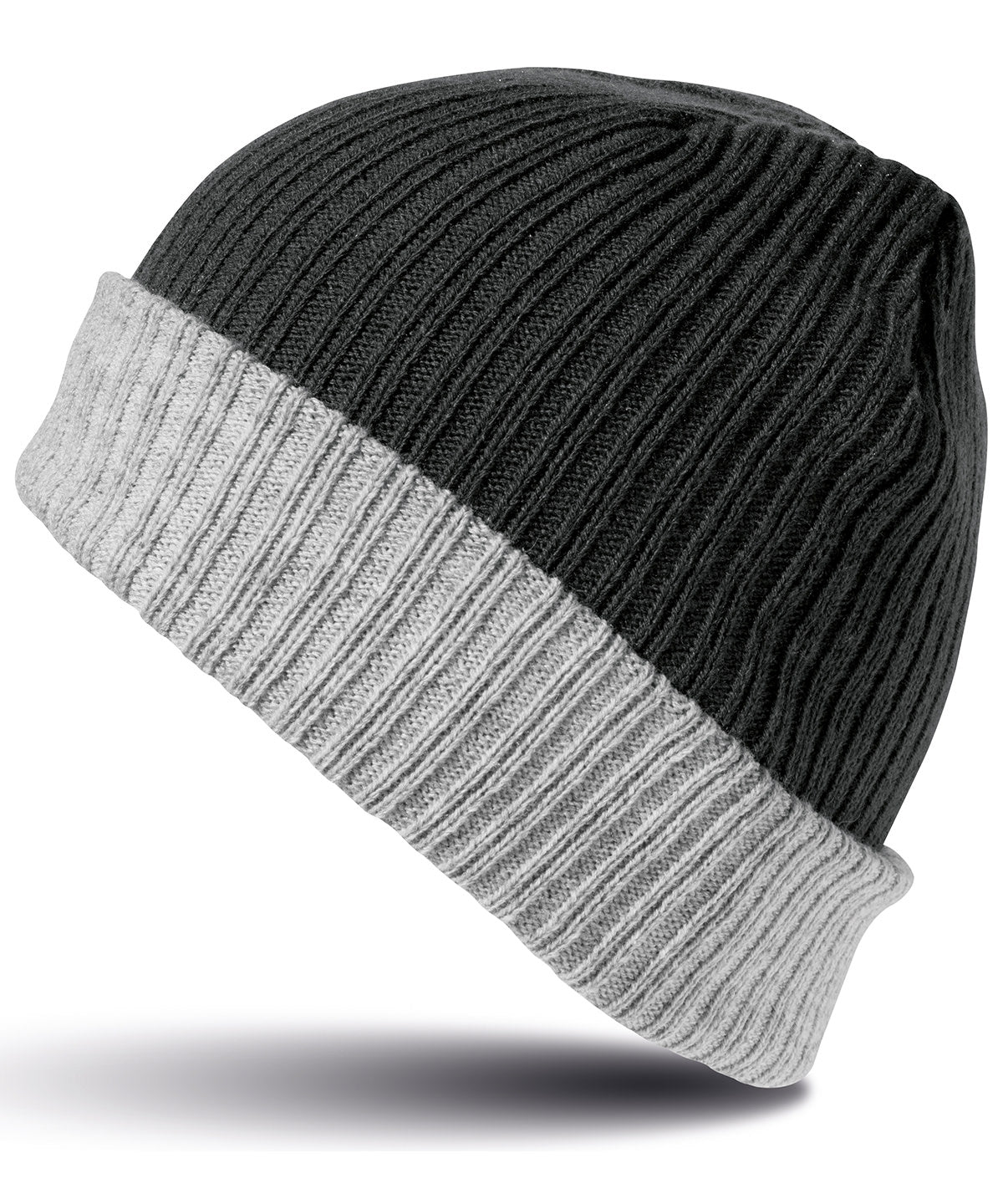 Tryck din logga på Mössor från Result Winter Essentials - Anpassa Stickad mössa med dubbla lager i färgen Svart One Size för företag, föreningar och privatpersoner
