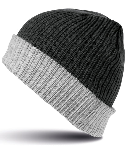 Tryck din logga på Mössor från Result Winter Essentials - Anpassa Stickad mössa med dubbla lager i färgen Svart One Size för företag, föreningar och privatpersoner