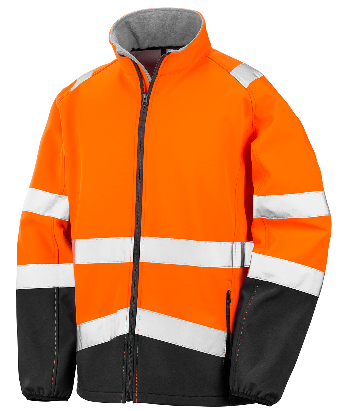 Tryck din logga på Softshelljackor från Result Safeguard - Anpassa Softshelljacka för säkerhet med tryckfunktion i färgen Neon orange för företag, föreningar och privatpersoner