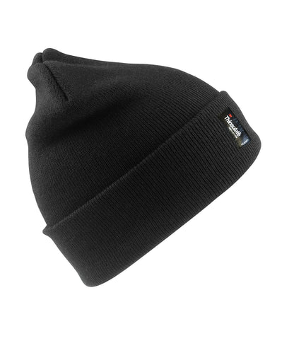 Tryck din logga på Mössor från Result Winter Essentials - Anpassa Hatt av tungvikts Thinsulate i färgen Svart One Size för företag, föreningar och privatpersoner