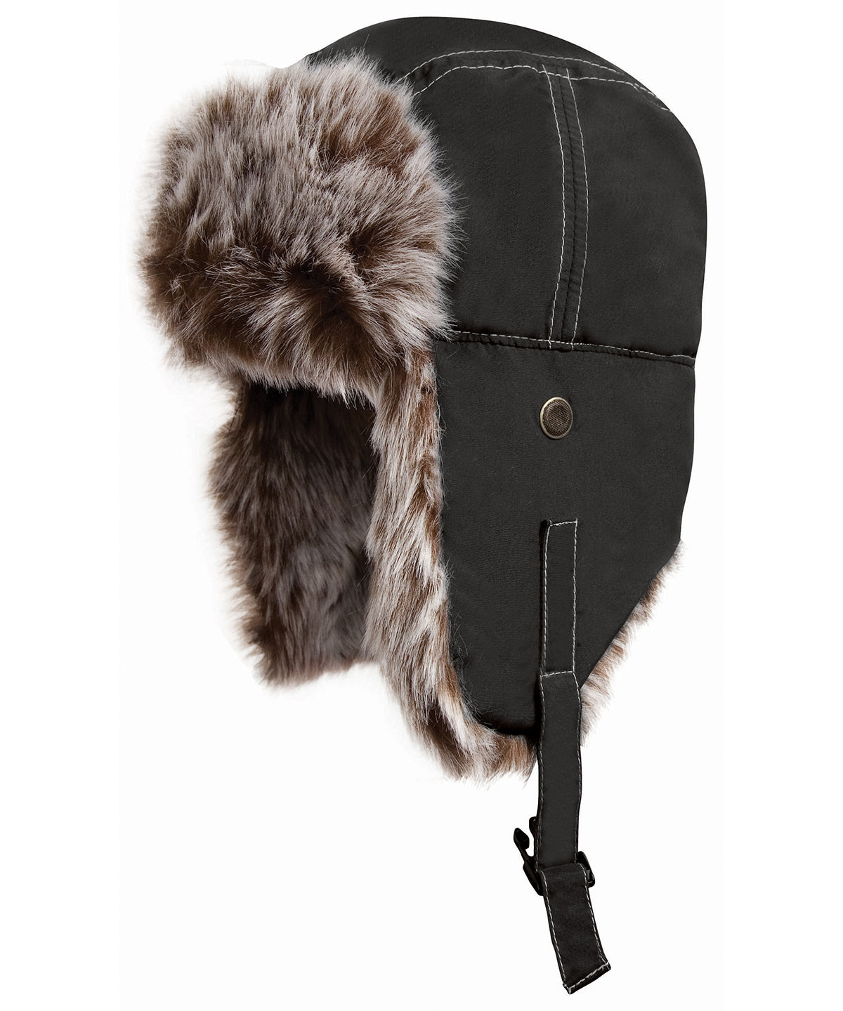 Tryck din logga på Hattar från Result Winter Essentials - Anpassa Klassisk sherpamössa i färgen Svart för företag, föreningar och privatpersoner