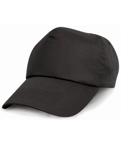 Tryck din logga på Kepsar från Result Headwear - Anpassa Junior keps i bomull i färgen Svart One Size för företag, föreningar och privatpersoner
