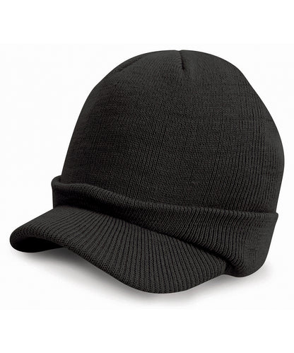 Tryck din logga på Mössor från Result Winter Essentials - Anpassa Esco armé stickad mössa i färgen Svart One Size för företag, föreningar och privatpersoner