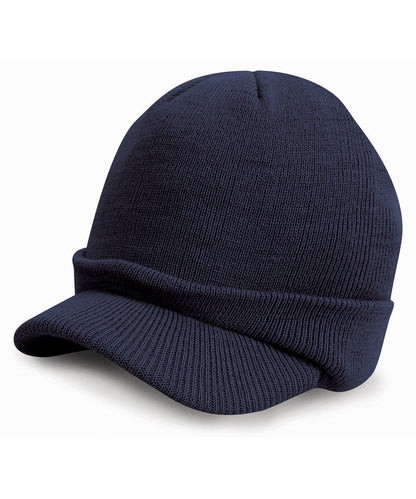 Tryck din logga på Mössor från Result Winter Essentials - Anpassa Esco armé stickad mössa i färgen Marinblå One Size för företag, föreningar och privatpersoner