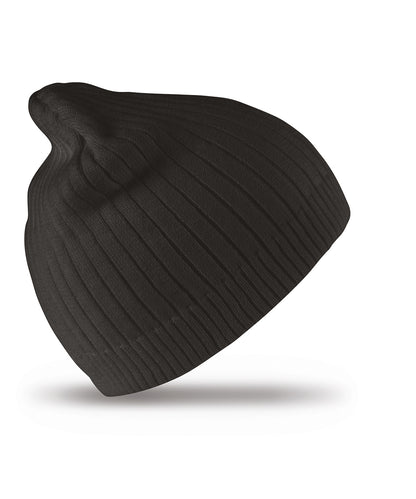 Tryck din logga på Mössor från Result Winter Essentials - Anpassa Bomullsstickad beanie-mössa i färgen Svart One Size för företag, föreningar och privatpersoner