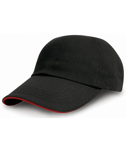Tryck din logga på Kepsar från Result Headwear - Anpassa Drill pro-style i kraftig bomull med sandwich-topp i färgen Svart One Size för företag, föreningar och privatpersoner