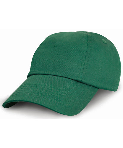 Tryck din logga på Kepsar från Result Headwear - Anpassa Junior lågprofilerad bomullsmössa i färgen Djup grön One Size för företag, föreningar och privatpersoner