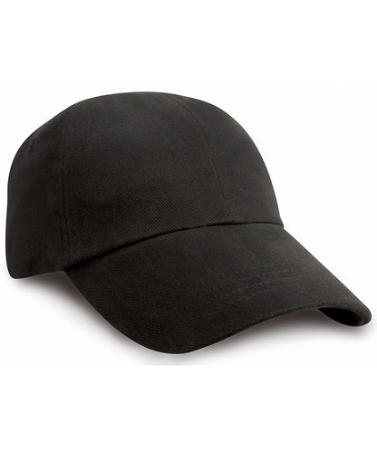 Tryck din logga på Kepsar från Result Headwear - Anpassa Keps med låg profil i kraftig borstad bomull i färgen Svart One Size för företag, föreningar och privatpersoner