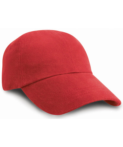 Tryck din logga på Kepsar från Result Headwear - Anpassa Keps med låg profil i kraftig borstad bomull i färgen Mellan röd One Size för företag, föreningar och privatpersoner
