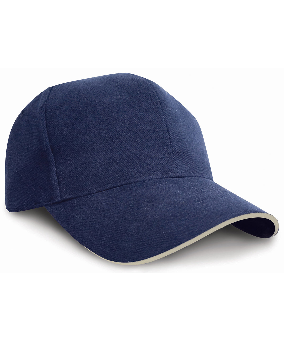 Tryck din logga på Kepsar från Result Headwear - Anpassa Pro-style keps i kraftig bomull med sandwich-skärm i färgen Marinblå One Size för företag, föreningar och privatpersoner