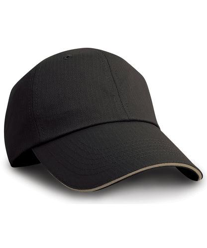 Tryck din logga på Kepsar från Result Headwear - Anpassa Fiskbensmönstrad keps med sandwichskärm i färgen Svart One Size för företag, föreningar och privatpersoner