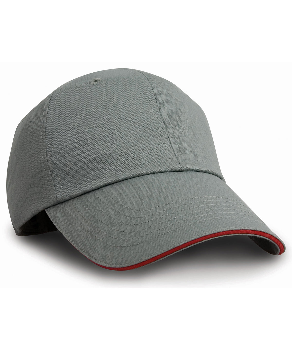 Tryck din logga på Kepsar från Result Headwear - Anpassa Fiskbensmönstrad keps med sandwichskärm i färgen Mörkgrå One Size för företag, föreningar och privatpersoner