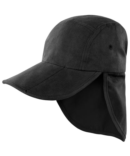 Tryck din logga på Kepsar från Result Headwear - Anpassa Uppfällbar legionärsmössa i färgen Svart One Size för företag, föreningar och privatpersoner