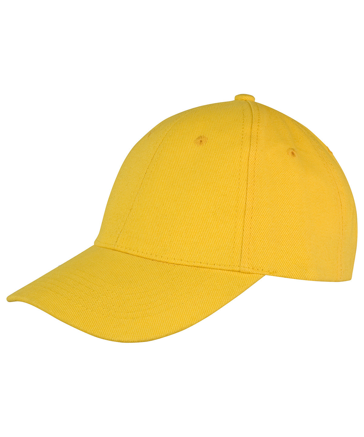 Tryck din logga på Kepsar från Result Headwear - Anpassa Memphis 6-panel lågprofilkeps i borstad bomull i färgen Mellan gul One Size för företag, föreningar och privatpersoner
